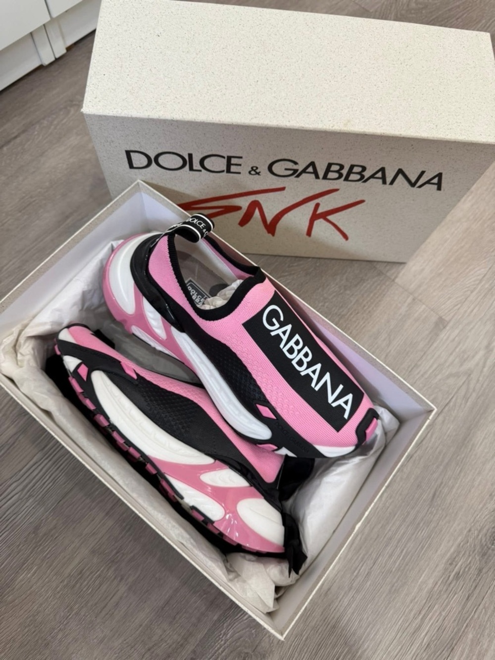 Dolce & Gabbana Pink Sorrento Sneakers – Logo Slip-On | Size 6.5
